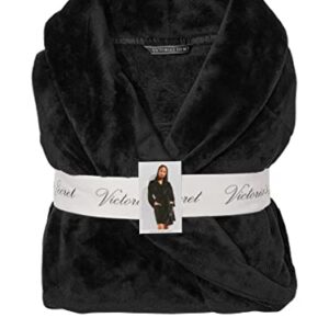 Victoria's Secret Short Cozy Robe, Black Embossed Logo, XS/S