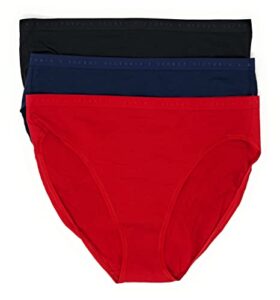 victoria’s secret high-leg brief panty set of 3 medium black / ensign / red