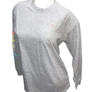 Victoria's Secret Pink Campus Long Sleeve Crew Neck Color Gray Rainbow New (X-Large)