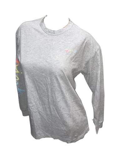 Victoria's Secret Pink Campus Long Sleeve Crew Neck Color Gray Rainbow New (X-Large)