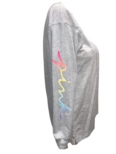 Victoria's Secret Pink Campus Long Sleeve Crew Neck Color Gray Rainbow New (X-Large)