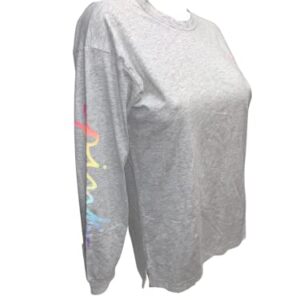 Victoria's Secret Pink Campus Long Sleeve Crew Neck Color Gray Rainbow New (X-Large)