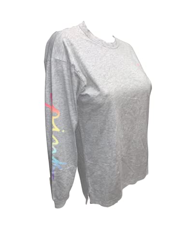 Victoria's Secret Pink Campus Long Sleeve Crew Neck Color Gray Rainbow New (X-Large)