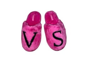 victoria’s secret closed toe faux fur slipper color pink size small 5/6 new