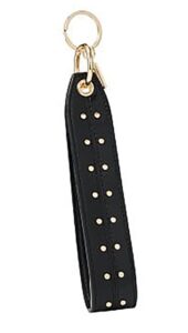 victoria’s secret wristlet strap keychain (black/gold studded/stud mix)