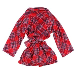 Victoria's Secret Short Cozy Robe (Red Plaid, XL/XXL)