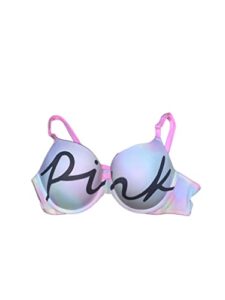 victoria’s secret pink wear everywhere push up bra multicolor/tie dye logo size 36b new