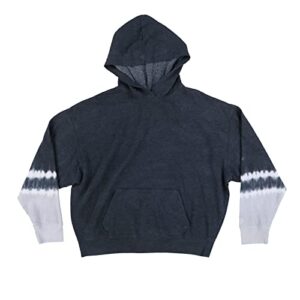 victoria’s secret pink pullover sweatshirt hoodie (l, dark gray tie dye sleeve)