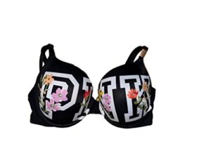 victoria’s secret pink wear everywhere smooth push up bra color black floral size 36dd new