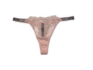 victoria’s secret very sexy rhinestones bombshell shine strap brazilian lace thong panty color pink size medium new