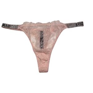 Victoria's Secret Very Sexy Rhinestones Bombshell Shine Strap Brazilian Lace Thong Panty Color Pink Size Medium New