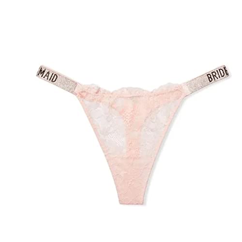 Victoria's Secret Very Sexy Rhinestones Bombshell Shine Strap Brazilian Lace Thong Panty Color Pink Size Medium New