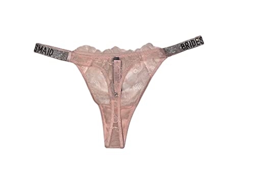 Victoria's Secret Very Sexy Rhinestones Bombshell Shine Strap Brazilian Lace Thong Panty Color Pink Size Medium New