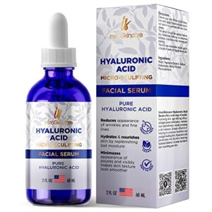 pure hyaluronic acid serum for face (2 oz) – serum for skin and lips – medical quality hydrating and moisturizing face serum for all skin types – paraben and fragrance-free