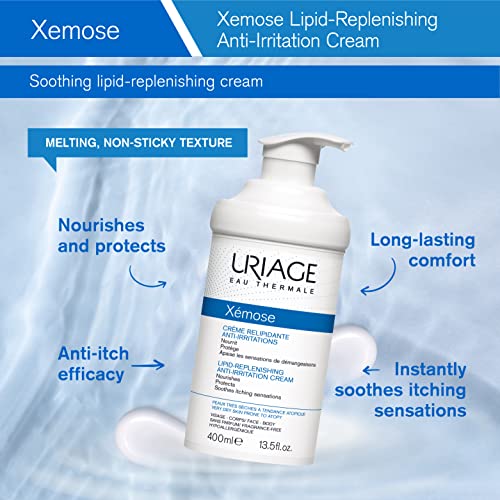 URIAGE Xemose Lipid-Replenishing Anti-Irritation Cream 13.5 fl.oz. | Soothing Anti-Irritation Cream for Extra Dry & Sensitive Skin Prone to Eczema | Dermatologist Recommended, Fragrance-Free