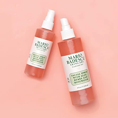 Mario Badescu Facial Spray with Aloe, Herbs and Rosewater for All Skin Types | Face Mist that Hydrates, Rejuvenates & Clarifies | 8 FL OZ