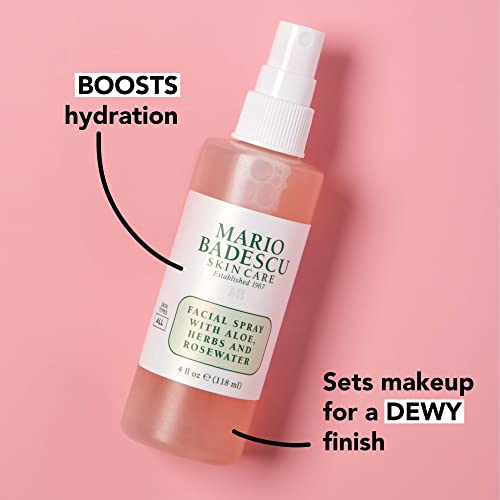 Mario Badescu Facial Spray with Aloe, Herbs and Rosewater for All Skin Types | Face Mist that Hydrates, Rejuvenates & Clarifies | 8 FL OZ