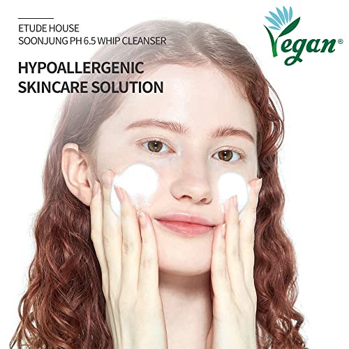 ETUDE SoonJung pH 6.5 Whip Cleanser 5.1 fl. oz. (150ml) 21AD | Soft Bubble Hydrating Vegan Facial Cleanser for Sensitive Skin | Fragrance-Free Low-pH Korean Cleansing Wash | K-Beauty | Vegan