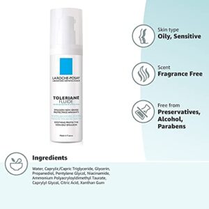 La Roche-Posay Toleriane Sensitive Fluide Protective Moisturizer, Lightweight Oil-Free Face Moisturizer, For Sensitive Skin