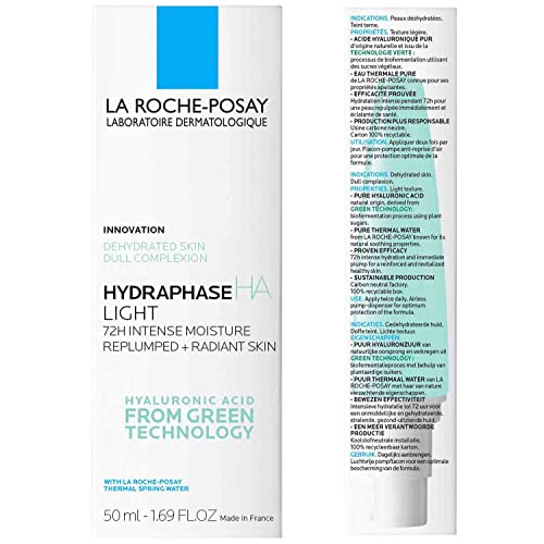 La Roche-Posay HydraphaseHA Light Face Moisturizer, Hyaluronic Acid Face Moisturizer with 72HR Hydration, Oil Free & Non-Comedogenic, 50 ML , 1.69 fl. oz.