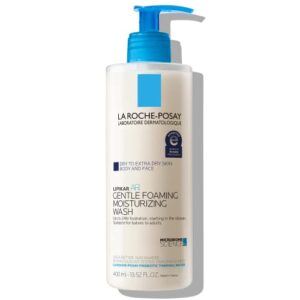 la roche posay lipikar wash ap+ body & face wash with pump, gentle daily cleanser with shea butter & niacinamide for extra dry skin, allergy tested