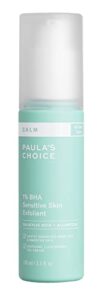 paula’s choice calm 1% sensitive skin bha exfoliant, salicylic acid lotion for large, clogged pores, calms + soothes redness, suitable for rosacea-prone & eczema-prone skin, fragrance-free & paraben-free, 3.3 fl oz