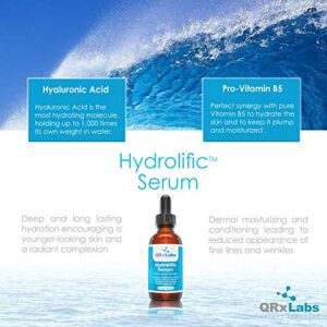 Hydrolific Serum - Ultra Pure Hyaluronic Acid Serum Boosted with Vitamin B5 (Large 2 oz) – Formulated to Maximize Dermal Penetration and Provide Long-Lasting Hydration – Best Skin Moisturizing Serum