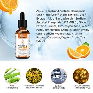 Premium 20% Vitamin C Serum For Face - (2PACK) with Hyaluronic Acid, Retinol & Amino Acids - Boost Skin Collagen,Hydrate & Plump Skin, Anti Aging & Wrinkle Facial Serum