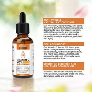 Premium 20% Vitamin C Serum For Face - (2PACK) with Hyaluronic Acid, Retinol & Amino Acids - Boost Skin Collagen,Hydrate & Plump Skin, Anti Aging & Wrinkle Facial Serum