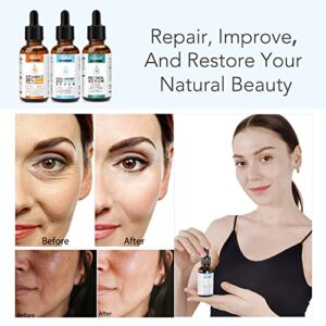 Age Defying Serum 3 Pack, Vitamin C Serum, Retinol Serum and Hyaluronic Acid Serum - Boost Skin Collagen,Hydrate & Plump Skin, Anti Aging & Wrinkle Facial Serum