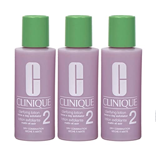 Pack of 3 x Clinique Clarifying Lotion 2 for Dry Combination Skin, 2 oz each Travel Size, Unboxed