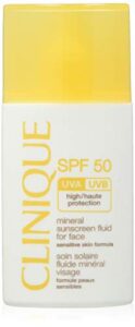 clinique spf 50 mineral sunscreen fluid for face, 1 ounce