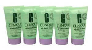 pack of 5 x clinique all about clean liquid facial soap mild, 1 oz each sample size unboxed