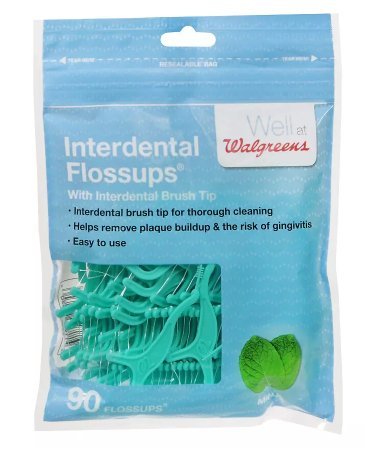 2 pack of Walgreens Interdental brush tip Flossups Mint90.0 ea