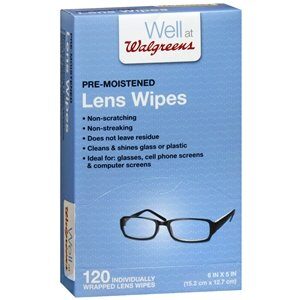 walgreens pre-moistened lens wipes, 120 ea