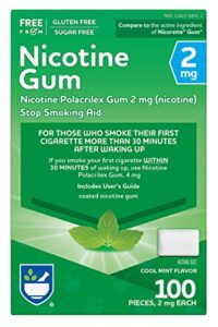 rite aid nicotine gum, cool mint flavor, 2 mg – 100 count | quit smoking aid | nicotine replacement gum | stop smoking aids that work | chewing gum to help you quit smoking | coated nicotine gum