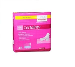 walgreens certainty bladder protection pads for women, ultra absorbency, 45 ea