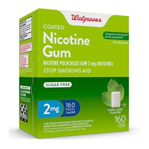 walgreens coated nicotine gum 2mg, mint 160 ea