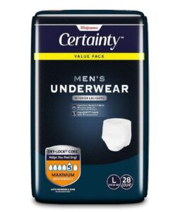 walgreens certainty men’s underwear, maximum absorbency large 28.0ea