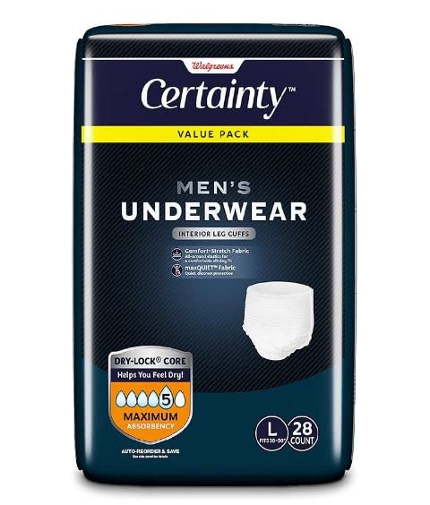 Walgreens Certainty Men's Underwear, Maximum Absorbency Large 28.0ea