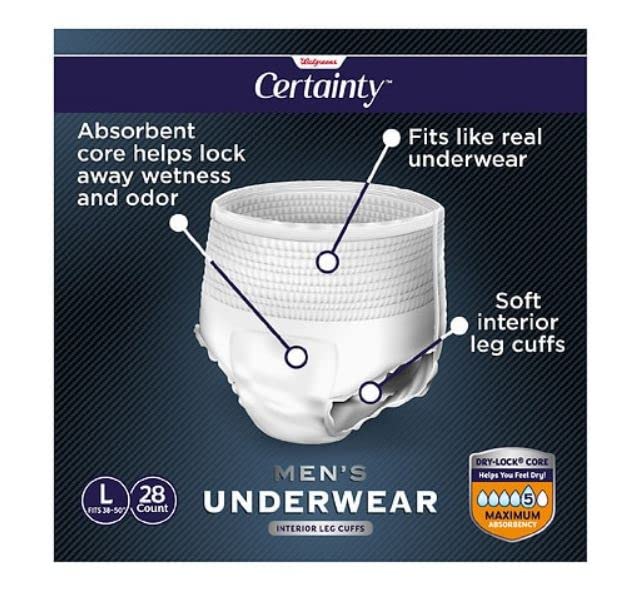 Walgreens Certainty Men's Underwear, Maximum Absorbency Large 28.0ea