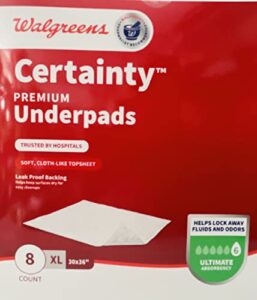 walgreens certainty premium underpads ultimate absorbency x-large 8.0ea
