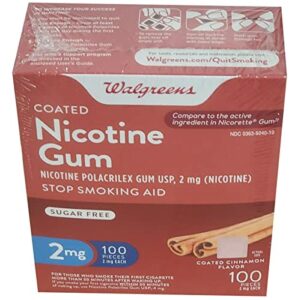 walgreens nicotine replacement gum 2mg, cinnamon, 100 ea