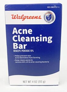 walgreens acne treatment cleansing bar – with 10 percernt benzoyl peroxide