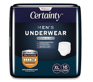 walgreens certainty men’s underwear, maximum absorbency, xl 16 ea