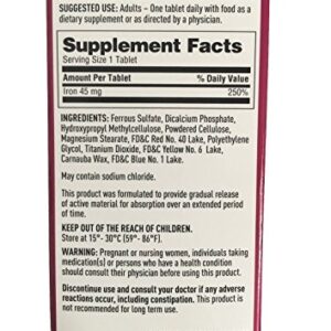 Walgreens Iron Slow Release High Potency Ferrous Sulfate 45mg, Tablets, 120 ea