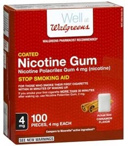 walgreens nicotine replacement gum 4mg, cinnamon, 100 ea