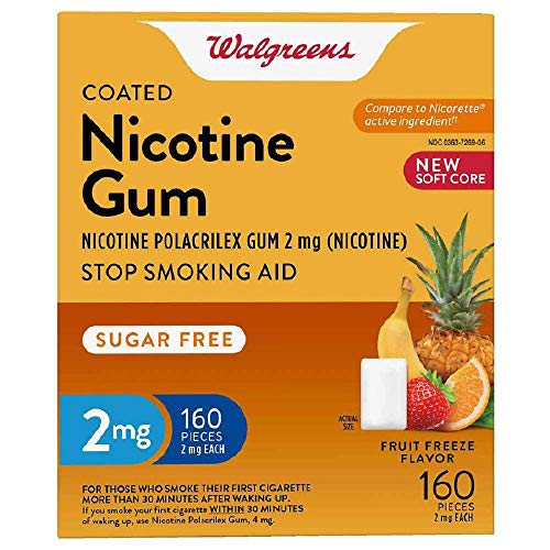 Walgreens Fruit flavor Coated 2 mg Nicotine Sugar Free Gum 160 Pieces