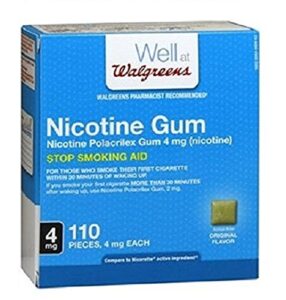 walgreens nicotine polacrilex gum, 4 mg – original flavor – 110 pieces stop smoking aid
