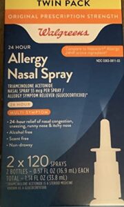 walgreens 24 hour allergy nasal spray, twin pack, 2x120 sprays